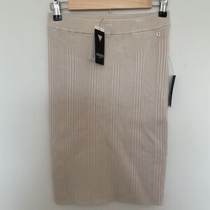 NWT GUESS Alcosta Ribbed Knit Bodycon Skirt Sz S Beige Lover's Beach Sexy Chic